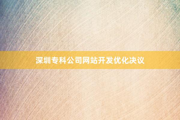 深圳专科公司网站开发优化决议