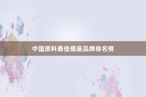 中国质料最佳插座品牌排名榜